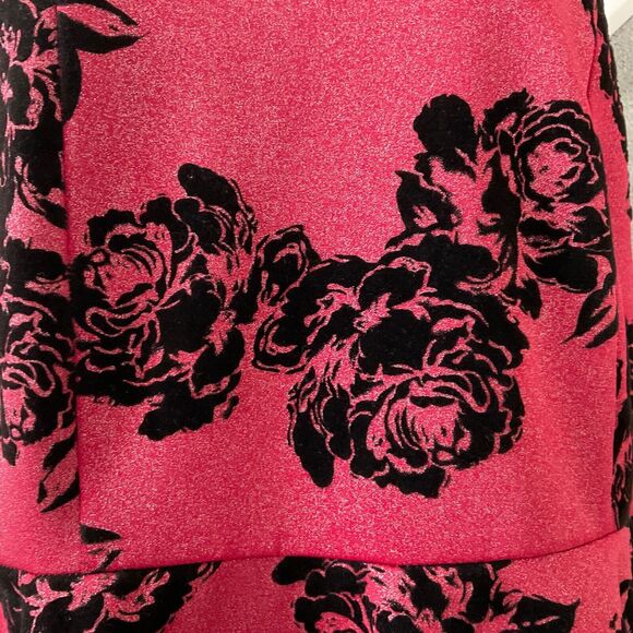 Trixxi Flocked Fit & Flare Skater Dress women plus size 1X Retro Pinup pink shim - Picture 2 of 9